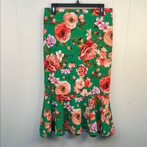 Pink and Orange Ruffled Midi Skirt for Resort Wear